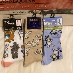 Disney Character Crew Socks Set - White, Tan, Blue